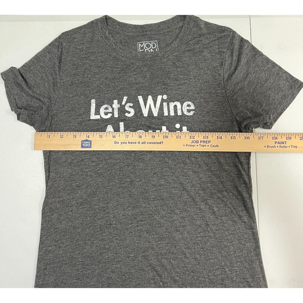 Modern Lux Women's Let's Wine About It Charcoal Grey Tee T-Shirt Top Size M - Picture 4 of 6